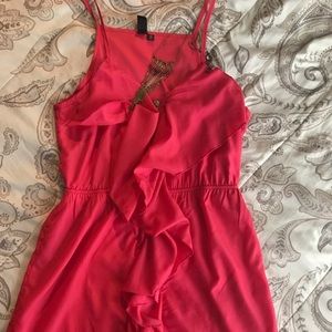Hot Pink Ruffle Zip Dress
